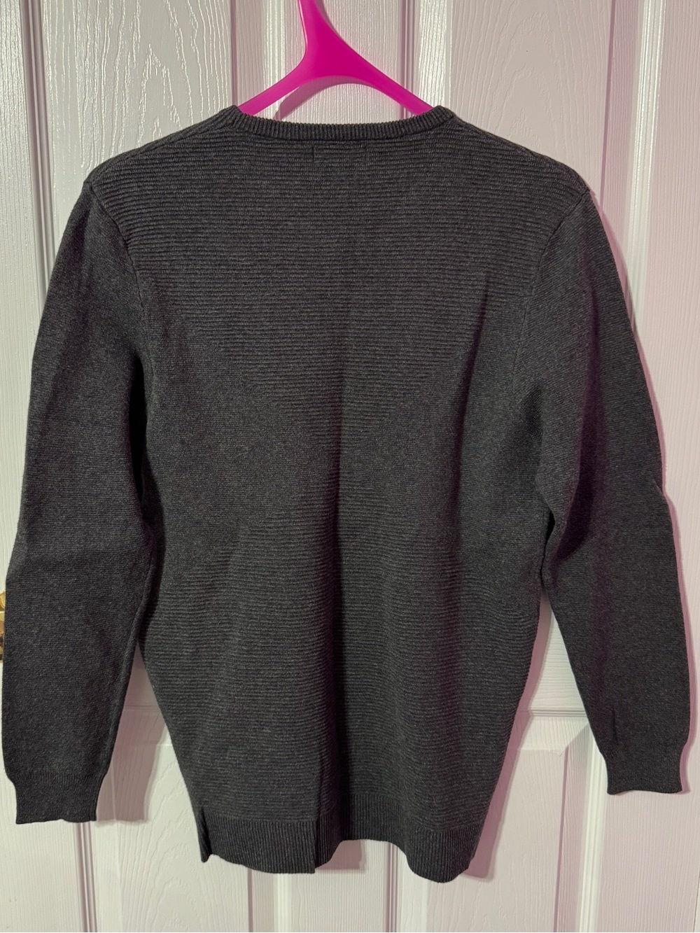 Zara Dark Charcoal Ribbed Crew Neck Sweater - Picture 2 of 4
